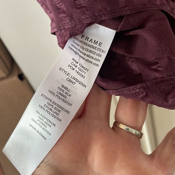 🎀FRAME draped textured silk halter top in Cabernet small - Picture 10 of 16